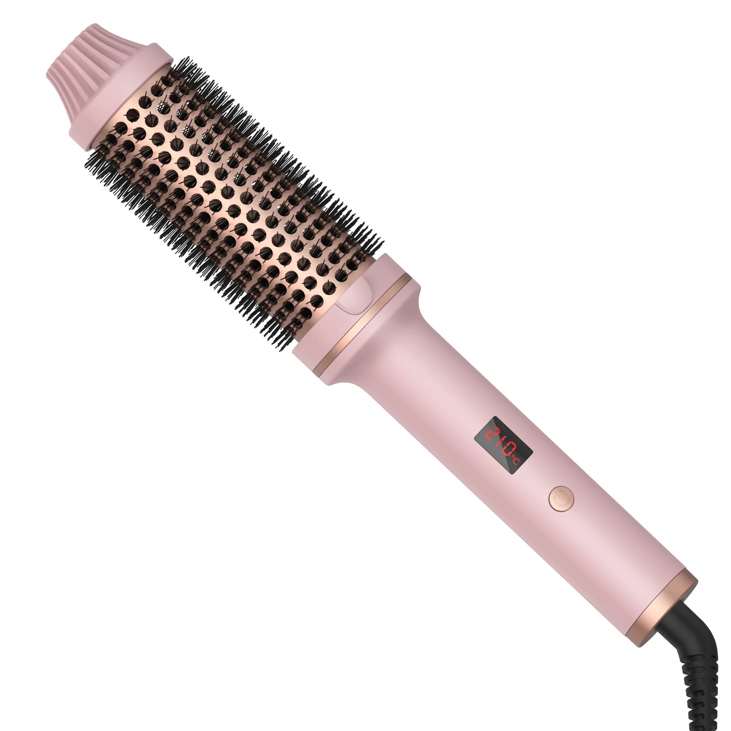 1.5 Inch Ceramic Tourmaline Ionic Heated Curling Brush Professional Volumizing Hot Styling Tool with 10 Heat Settings Dual Voltage Auto Shut Off Rose Gold