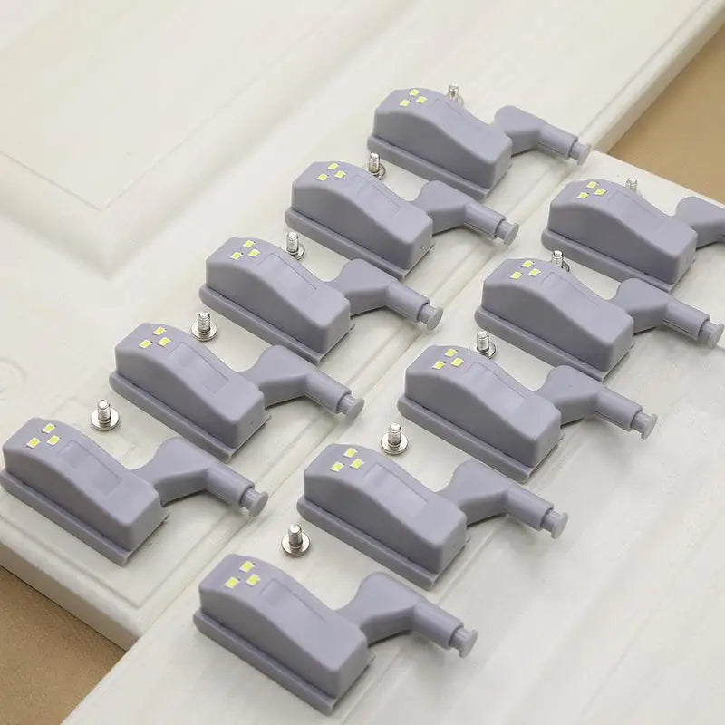 10 Pack LED Cabinet Hinge Lights Motion Activated Battery Powered Wardrobe Automatic Door Sensor