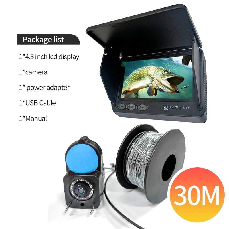 Ecoscandaglio Portatile con Schermo LCD da 4.3" e Telecamera da Pesca Subacquea 1080P, Impermeabile IP68 e con Visione Notturna