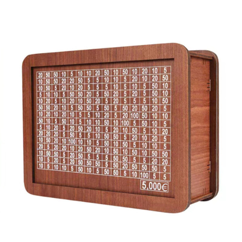 Wooden Money Saving Box with Visual Savings Tracker - Eco-Friendly Goal Challenge Box for Kids and Adults