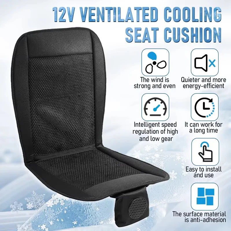 12V Cooling Car Seat Cover Ventilated Seat Cushion with Built in Fan Blue
