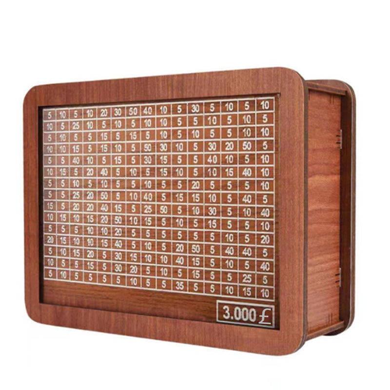Wooden Money Saving Box with Visual Savings Tracker - Eco-Friendly Goal Challenge Box for Kids and Adults