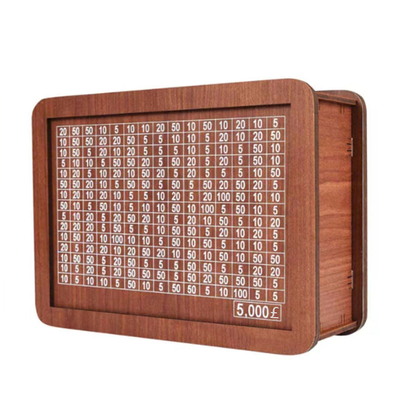 Wooden Money Saving Box with Visual Savings Tracker - Eco-Friendly Goal Challenge Box for Kids and Adults