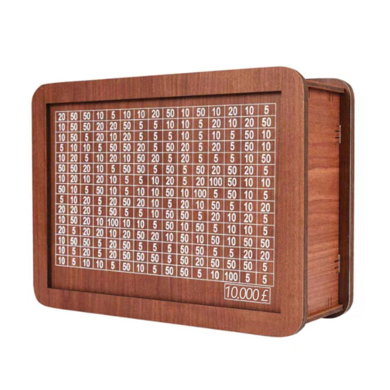 Wooden Money Saving Box with Visual Savings Tracker - Eco-Friendly Goal Challenge Box for Kids and Adults
