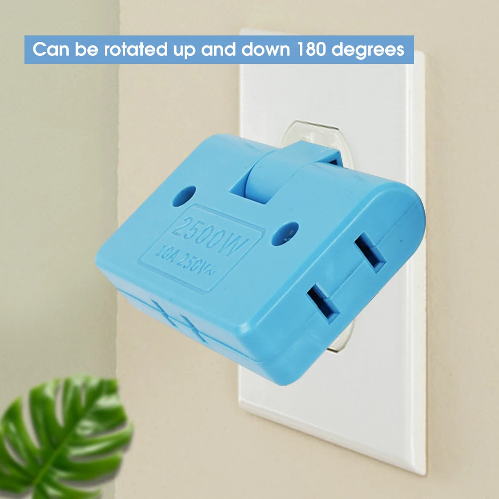 180 Degree Swivel Plug Adapter 3 in 1 Rotatable Socket Extender for US and EU Outlets