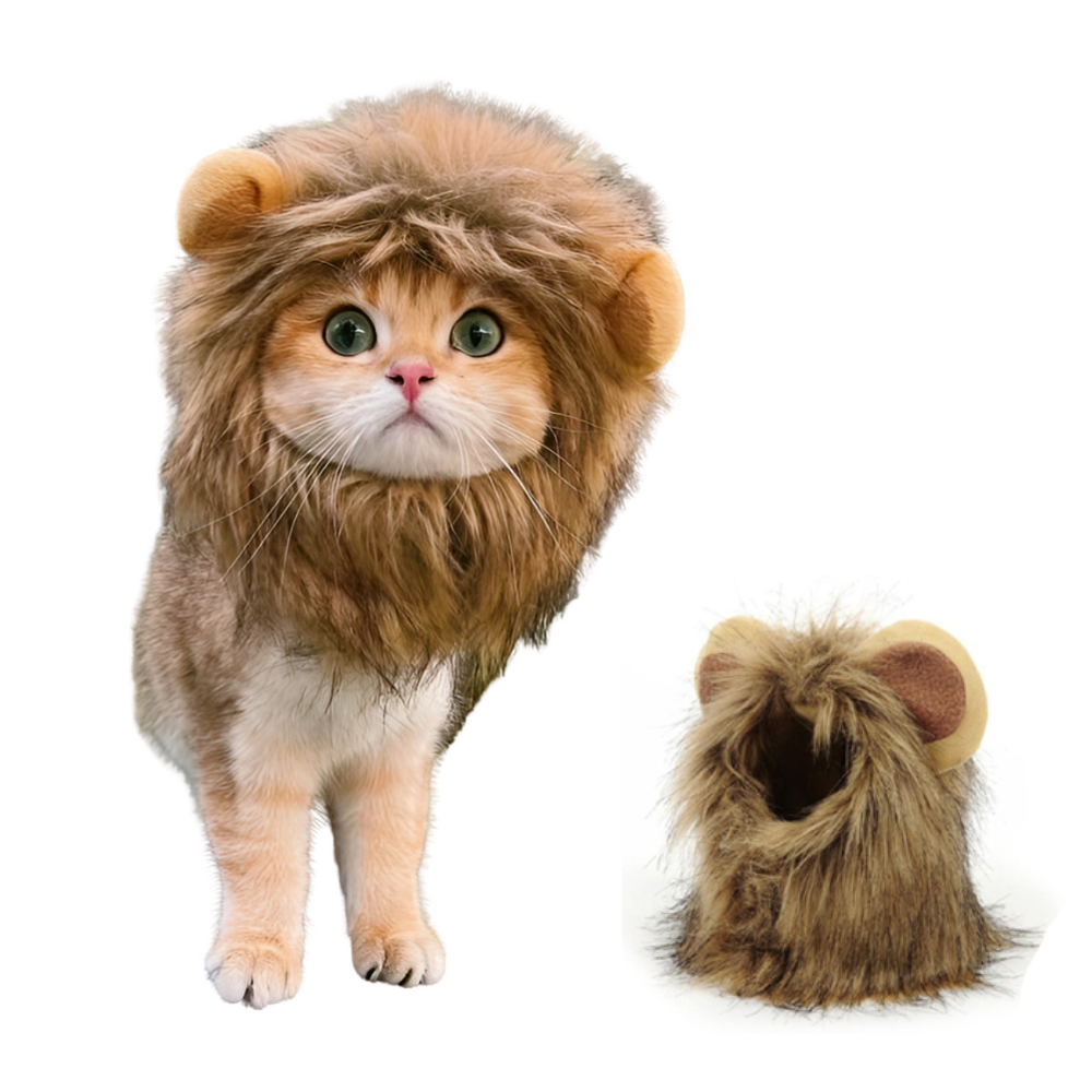 Cat Lion Mane kostume til katte og små hunde - Justerbar realistisk Lion Mane paryk til Halloween, jul og fotooptagelser