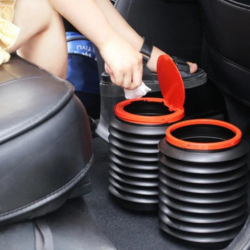 Car Trash Can Retractable - Foldable Multipurpose Vehicle Garbage Bin, Space-Saving Leak-Proof Car Organizer with Sticky Mat Bottom