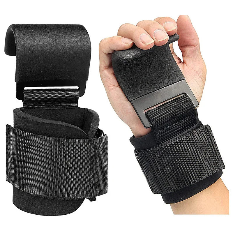 Ganci per Sollevamento Pesi Robusti con Cinghia da Polso Imbottita - Supporto Antiscivolo per Stacchi da Terra, Trazioni e Rematori