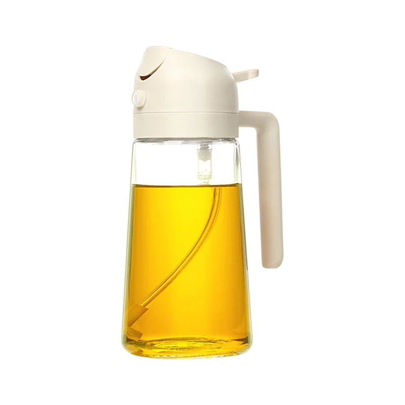 2 in 1 Oil Spray Bottle and Dispenser Dual Function Kitchen Oil Sprayer with Pour Spout for Cooking Grilling and Salad Dressing Multi Color