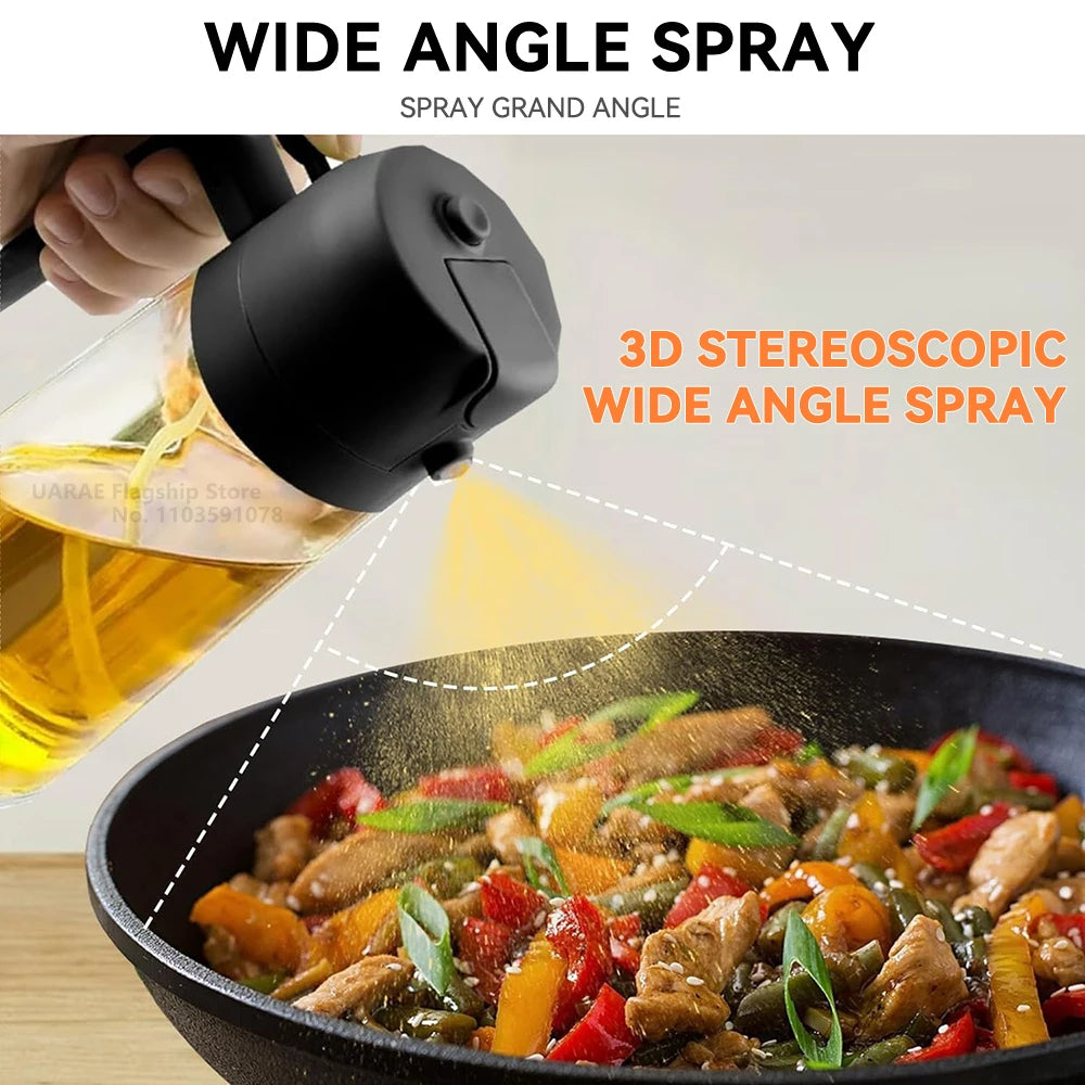 2 in 1 Oil Spray Bottle and Dispenser Dual Function Kitchen Oil Sprayer with Pour Spout for Cooking Grilling and Salad Dressing Yellow