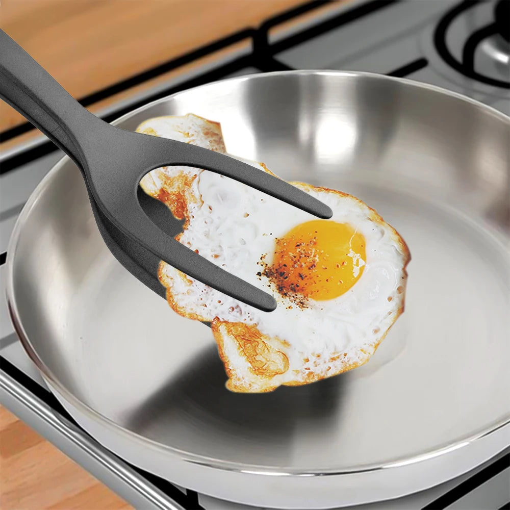 2 In 1 Spatula Tongs Premium Non Stick Grip Flip Kitchen Utensil For Cooking And Grilling