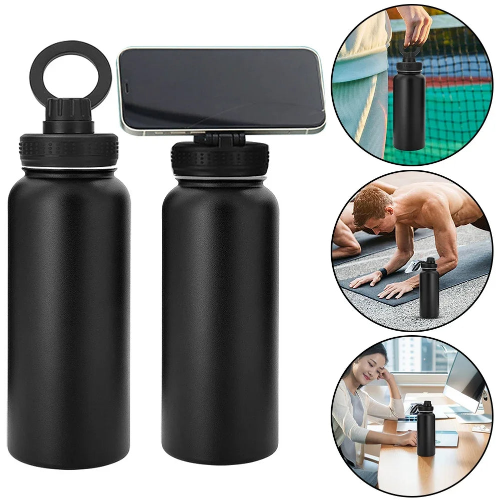 Insulated Stainless Steel Water Bottle with MagSafe Compatible Phone Mount - 1L All-in-One Hydration and Hands-Free Solution