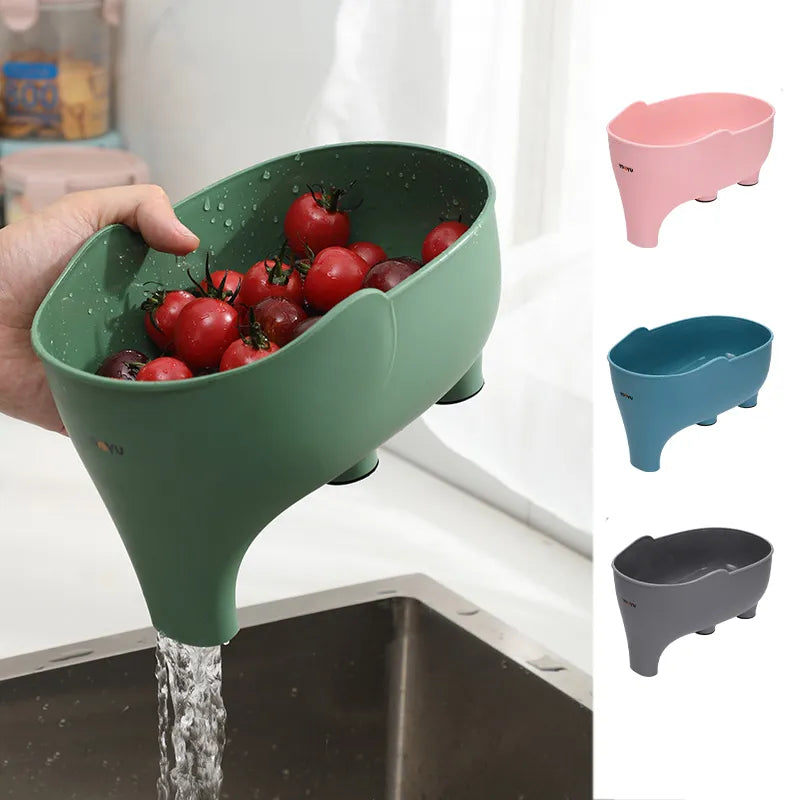 Confezione da 2 cestelli a forma di elefante per scolapiatti - Set multifunzione di scolapiatti e cestello per lavaggio verdure