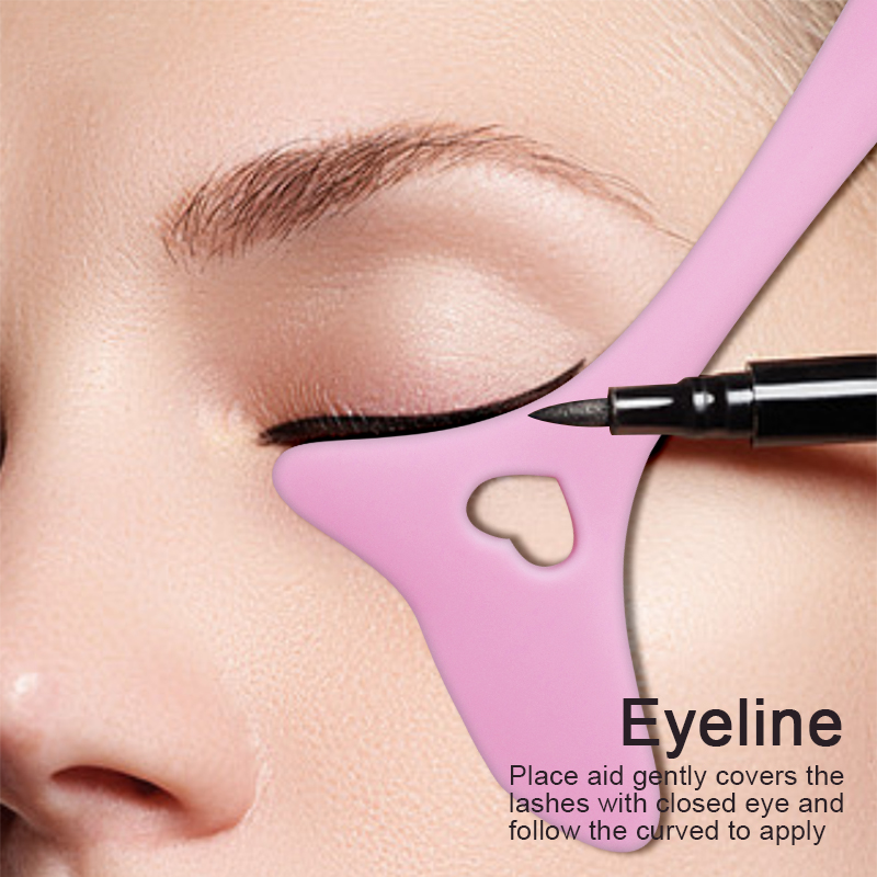 2x Silicone Eyeliner Makeup Stencil Reusable Winged Eyeliner Guide and Mascara Shield Guard Tool Set Blue