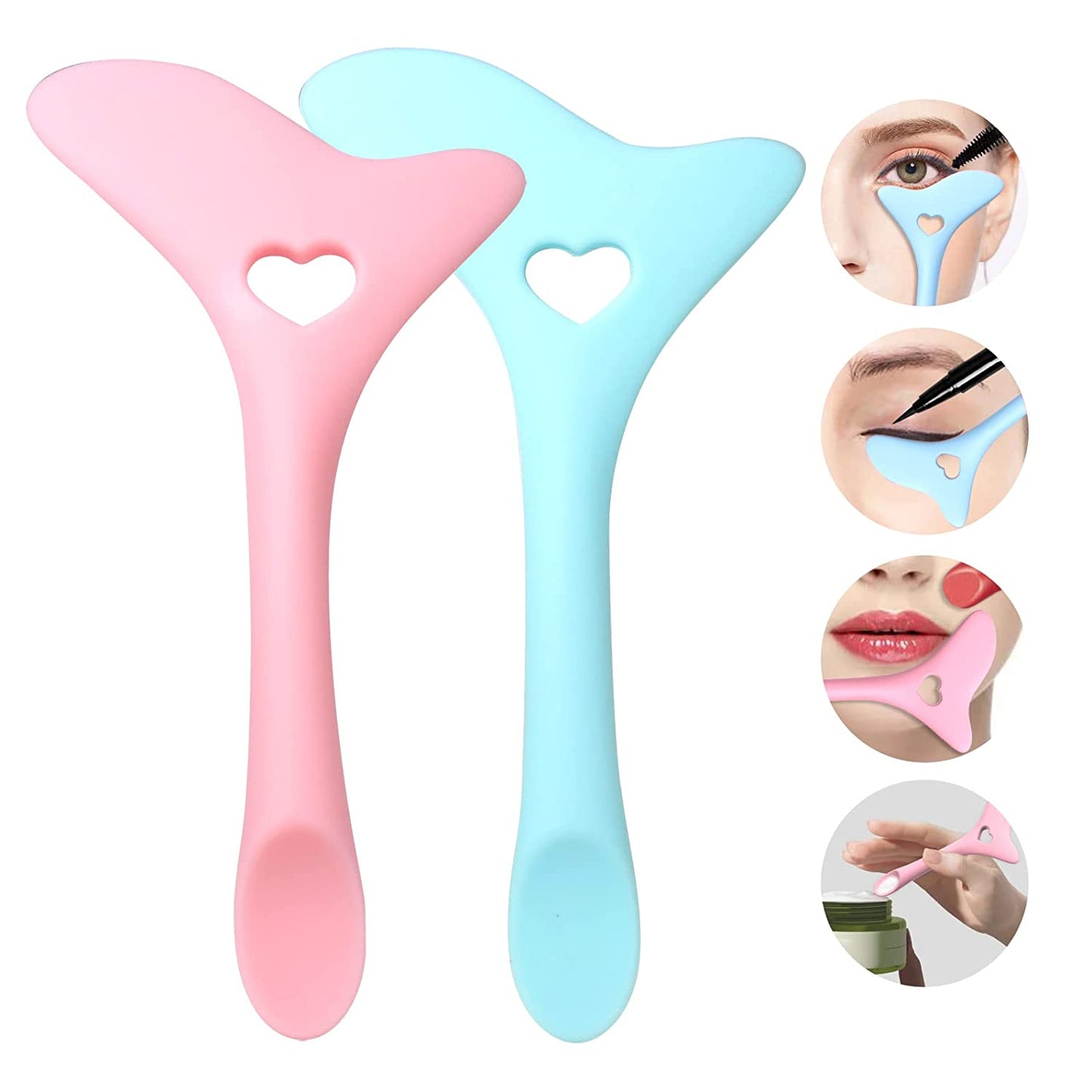 2x Silicone Eyeliner Makeup Stencil Reusable Winged Eyeliner Guide and Mascara Shield Guard Tool Set Transparent