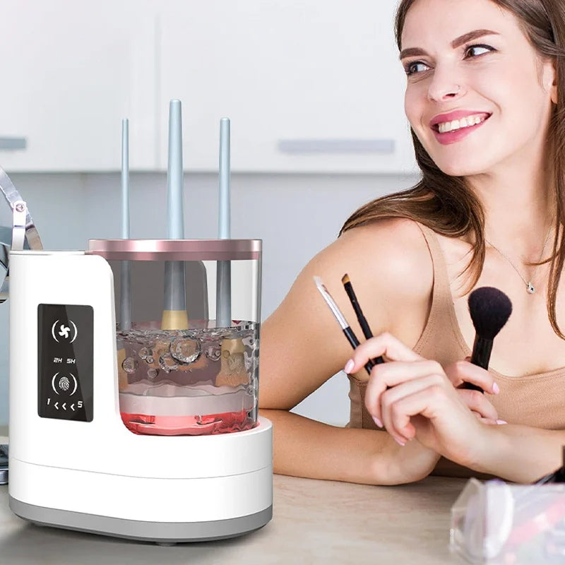 3 in 1 Electric Makeup Brush Cleaner and Dryer Automatic USB Powered Brush Cleaning Machine with Holder Black