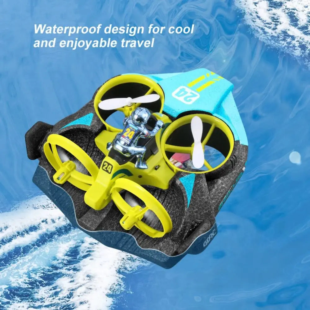 3 in 1 Mini RC Drone Quadcopter Hovercraft Boat All Terrain Remote Control Drone for Kids with Altitude Hold and 360 Degree Stunts Purple