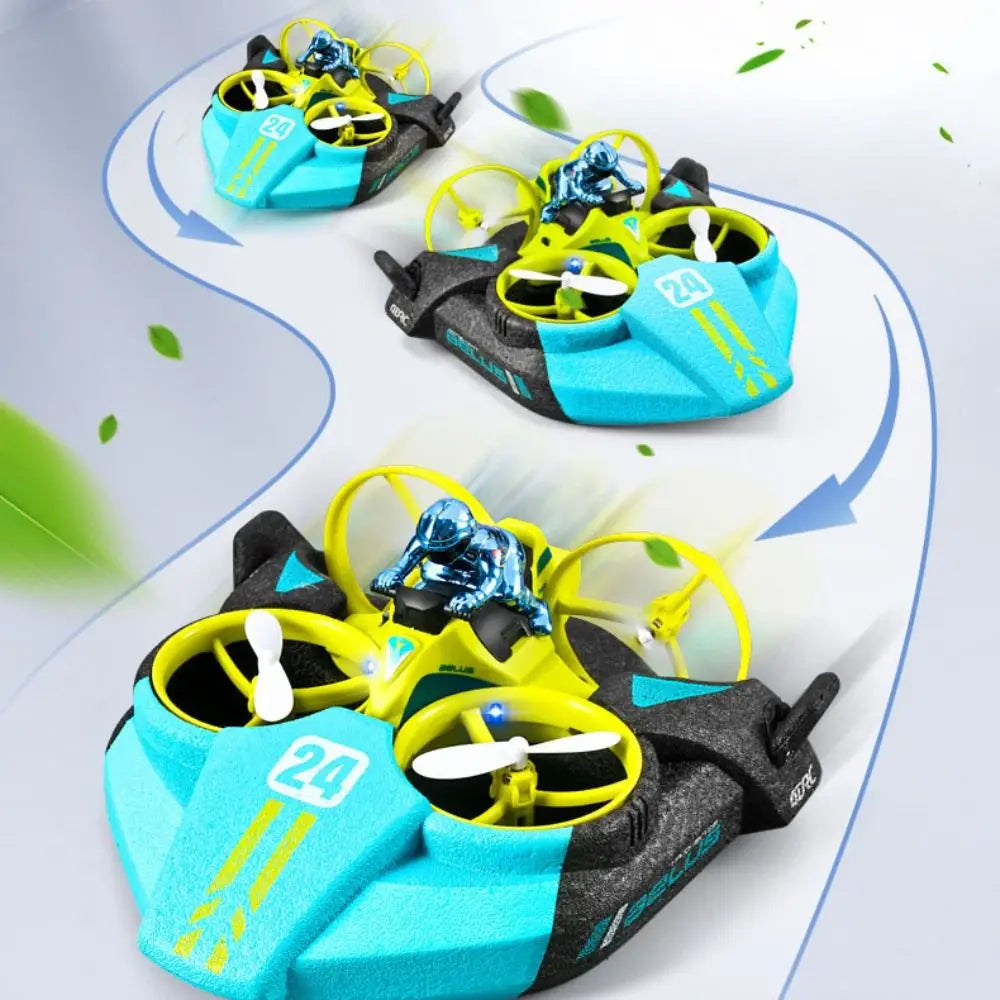 3 in 1 Mini RC Drone Quadcopter Hovercraft Boat All Terrain Remote Control Drone for Kids with Altitude Hold and 360 Degree Stunts Yellow