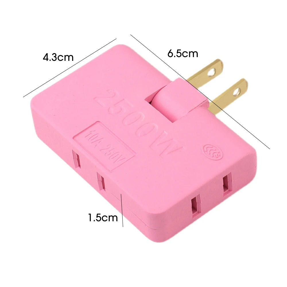 3 in 1 Rotatable Socket Extender with 180 Degree Swivel Plug Adapter for EU and US Outlets