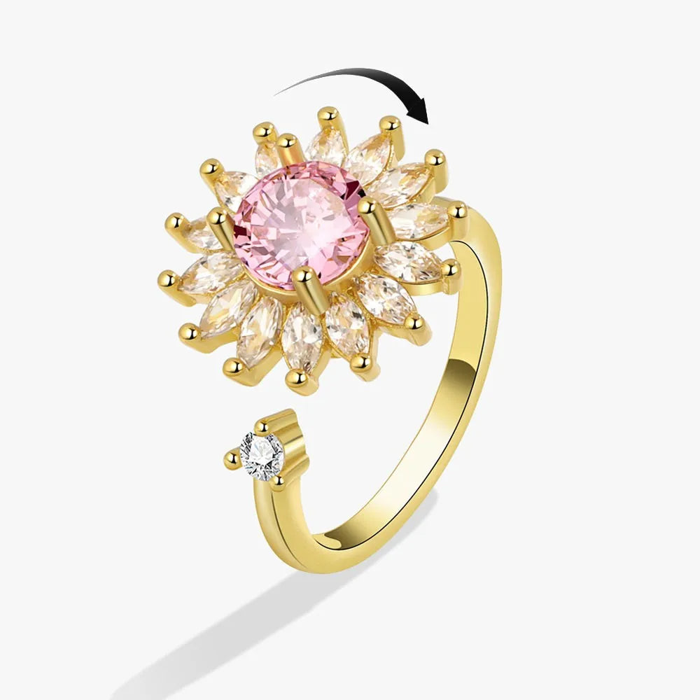 Anello Fidget Anti-Ansietà con Cristallo di Rame - Gioiello Anti-Stress Regolabile