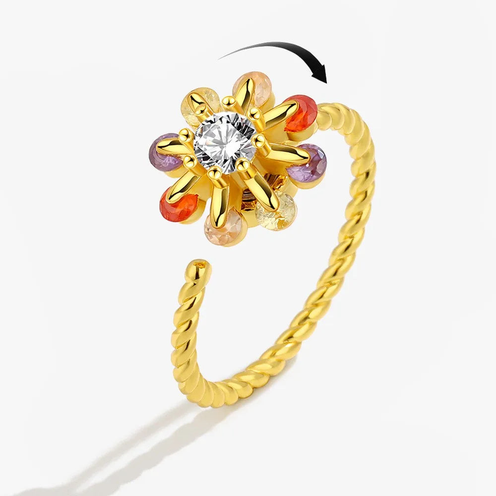 Anello Fidget Anti-Ansietà con Cristallo di Rame - Gioiello Anti-Stress Regolabile