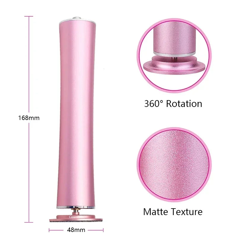 360 Degree Rotating Head Electric Rechargeable Pedicure File Professional Foot Callus Remover with 60 Replaceable Sandpaper Disks