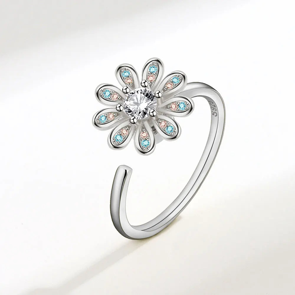 Anello Fidget Anti-Ansietà con Cristallo di Rame - Gioiello Anti-Stress Regolabile