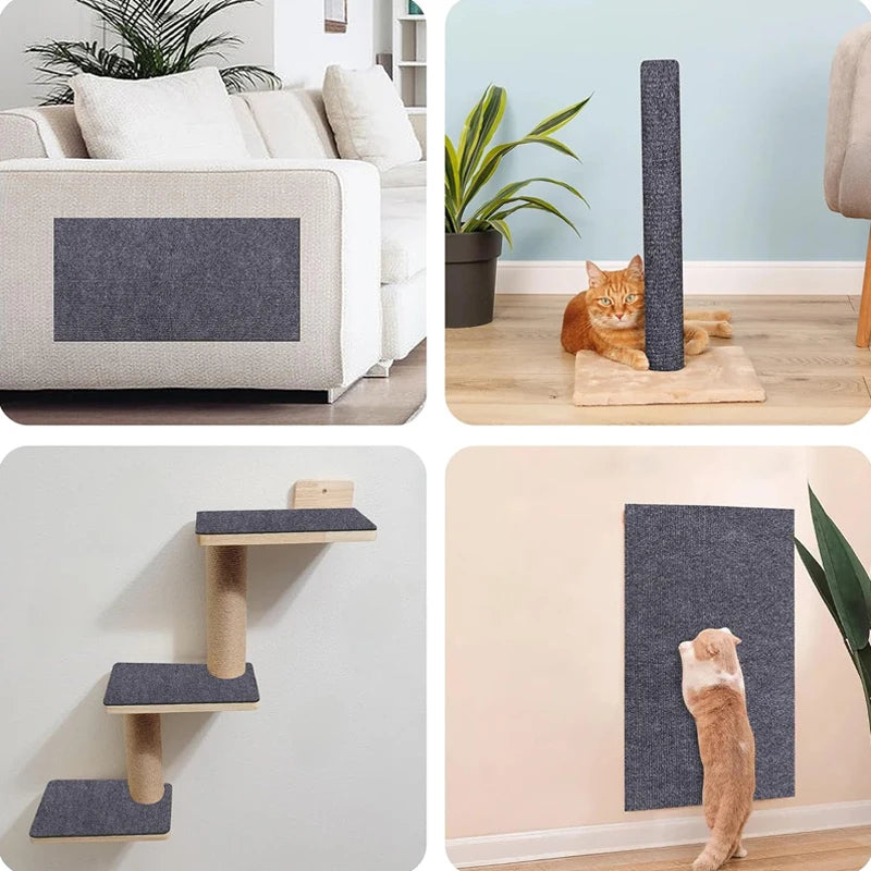 Premium Self-Adhesive Cat Anti Scratch Mat - Trimmable Furniture Protector for Couch, Wall & Chair - Durable Polyester Cat Scratching Pad