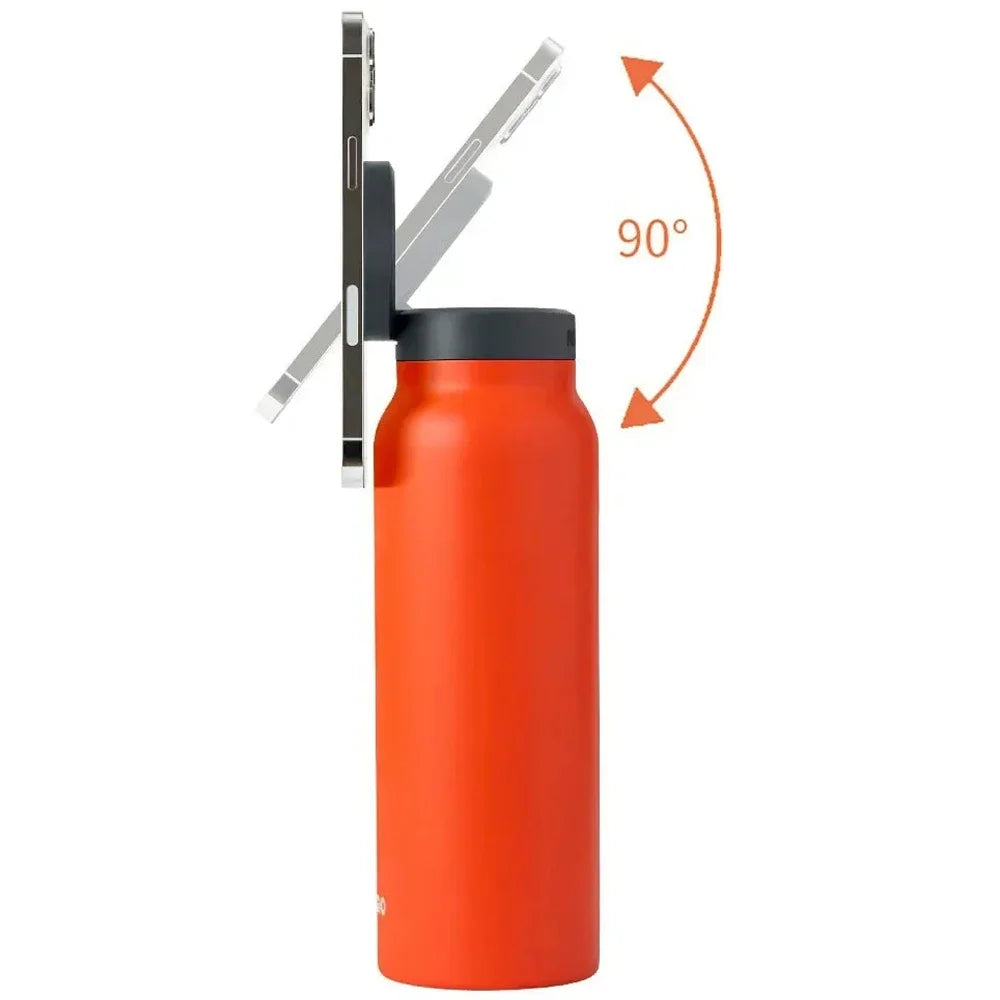 Botella de Agua Aislada Compatible con MagSafe con Soporte para Teléfono Giratorio 360° - Acero Inoxidable de 24oz