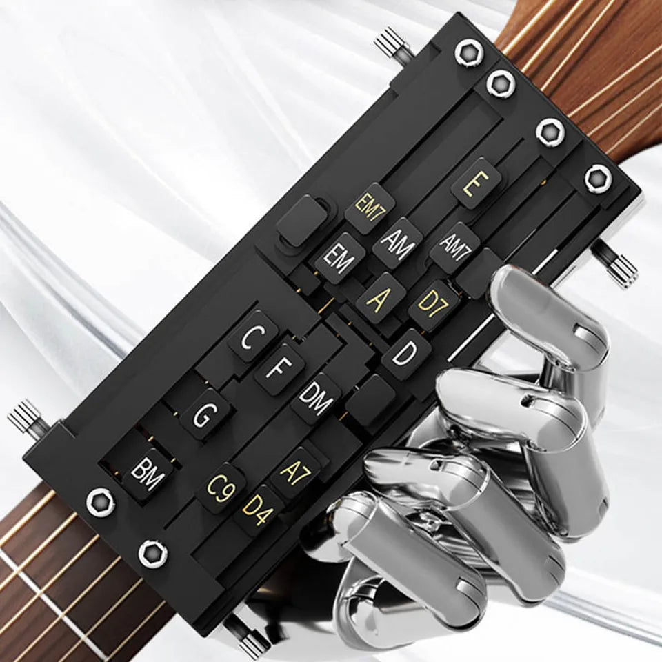 Pressionador de Acordes de Guitarra - Ferramenta Automática de Aprendizagem de Guitarra para Iniciantes | Sistema de Treino de Acordes sem Dor com Ajuste Universal para Guitarras Acústicas