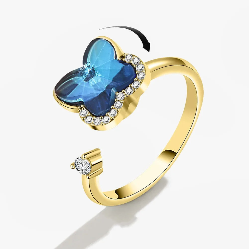 Anello Fidget Anti-Ansietà con Cristallo di Rame - Gioiello Anti-Stress Regolabile