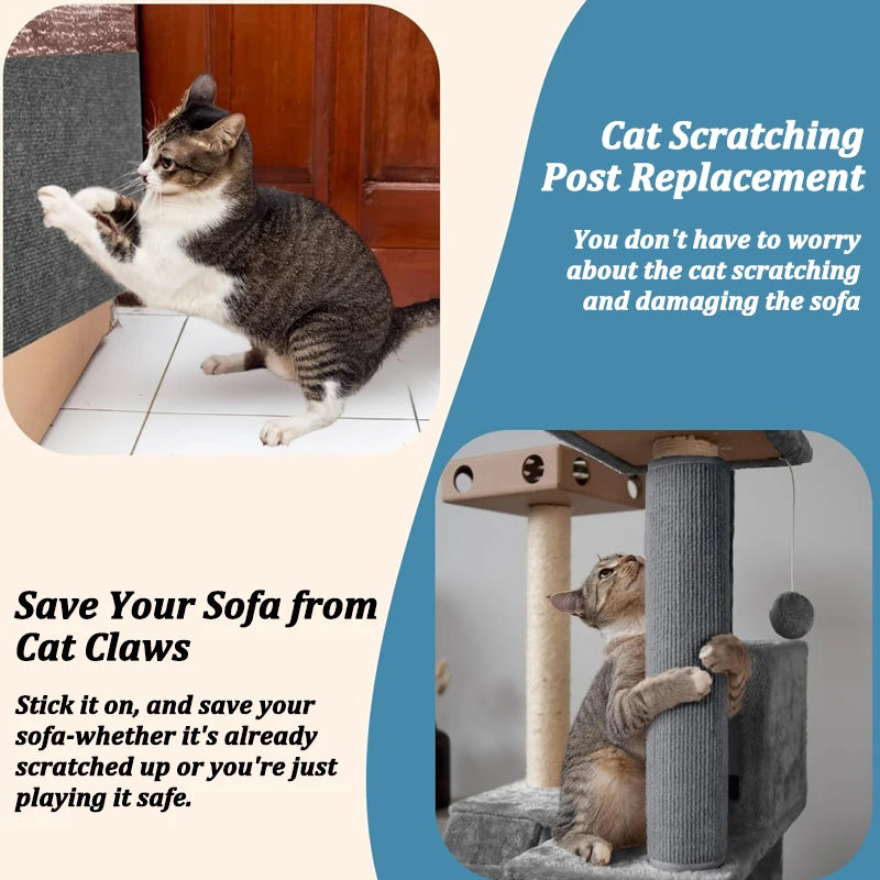 Premium Self-Adhesive Cat Anti Scratch Mat - Trimmable Furniture Protector for Couch, Wall & Chair - Durable Polyester Cat Scratching Pad