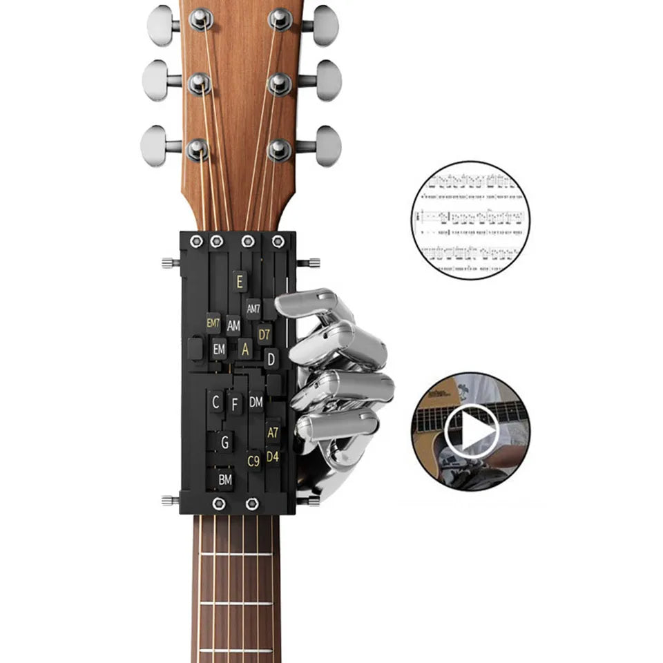 Pressionador de Acordes de Guitarra - Ferramenta Automática de Aprendizagem de Guitarra para Iniciantes | Sistema de Treino de Acordes sem Dor com Ajuste Universal para Guitarras Acústicas