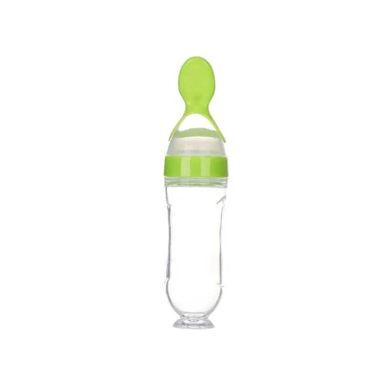 Baby Feeding Squeeze Spoon - BPA Free Silicone Food Dispenser Spoon for Infants and Toddlers, Easy Squeeze Feeder Bottle with Dust Cover for Pureed and Semi-Solid Foods, On-the-Go Baby Weaning Spoon