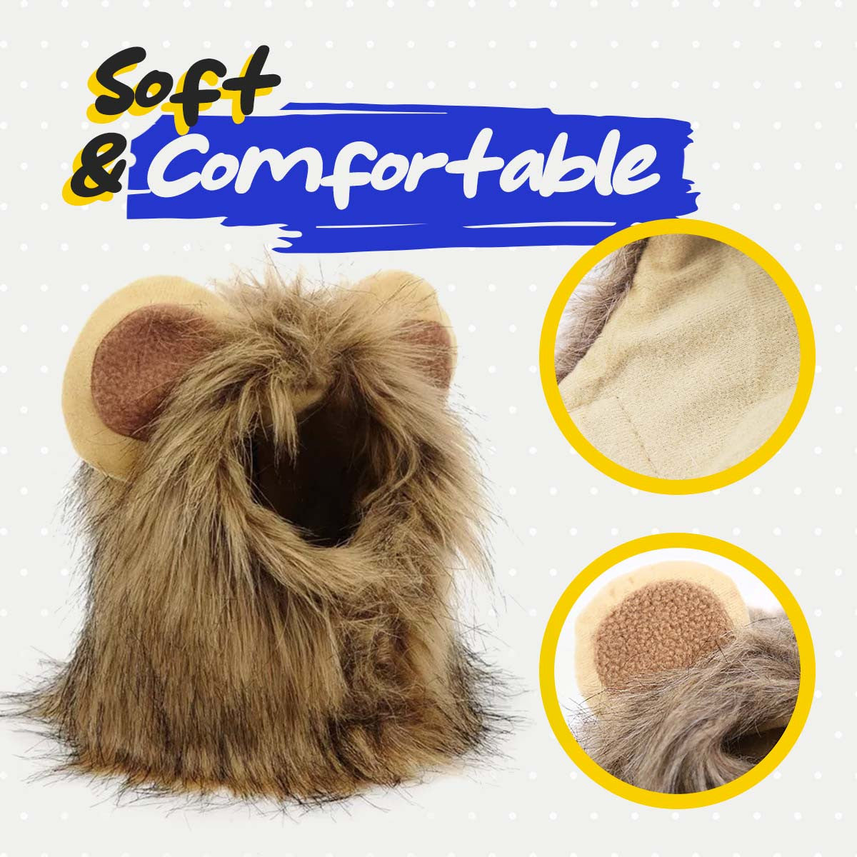 Cat Lion Mane kostume til katte og små hunde - Justerbar realistisk Lion Mane paryk til Halloween, jul og fotooptagelser