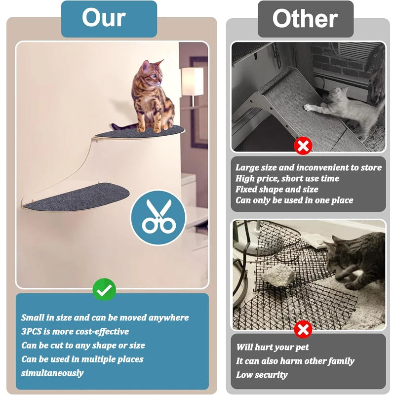 Premium Self-Adhesive Cat Anti Scratch Mat - Trimmable Furniture Protector for Couch, Wall & Chair - Durable Polyester Cat Scratching Pad
