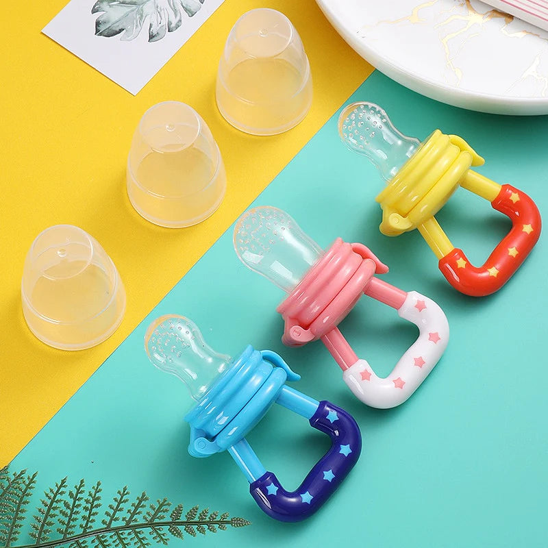 シリコン製ベビーフルーツフィーダーおしゃぶり3個セット - 安全な自己給餌用のBPAフリー食品グレードシリコン製歯固めフィーダー