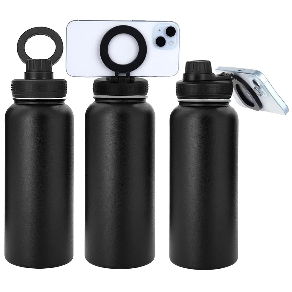 Insulated Stainless Steel Water Bottle with MagSafe Compatible Phone Mount - 1L All-in-One Hydration and Hands-Free Solution