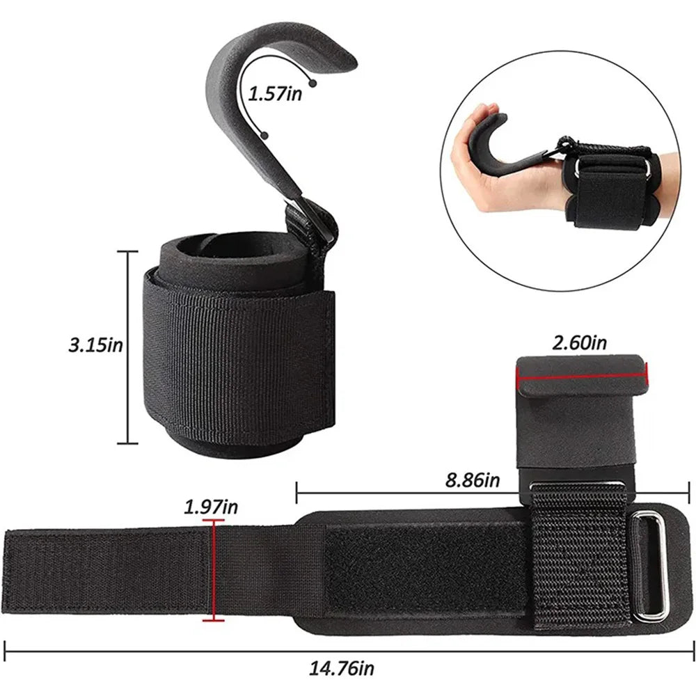 Ganci per Sollevamento Pesi Robusti con Cinghia da Polso Imbottita - Supporto Antiscivolo per Stacchi da Terra, Trazioni e Rematori