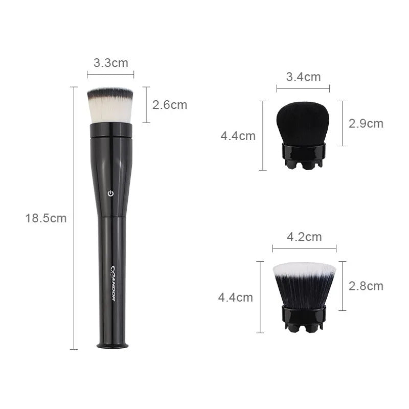 Pennello da Trucco Elettrico Rotante 3-in-1 con Vibrazione - Applicatore Cosmetico Automatico con Testine Intercambiabili