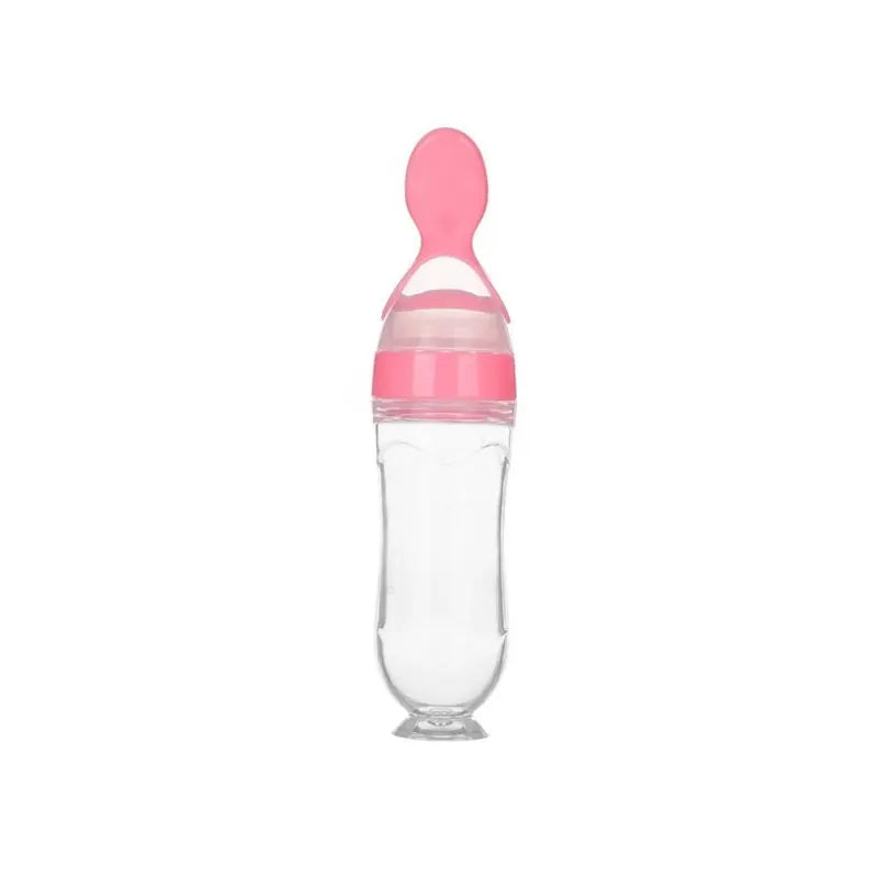 Baby Feeding Squeeze Spoon - BPA Free Silicone Food Dispenser Spoon for Infants and Toddlers, Easy Squeeze Feeder Bottle with Dust Cover for Pureed and Semi-Solid Foods, On-the-Go Baby Weaning Spoon