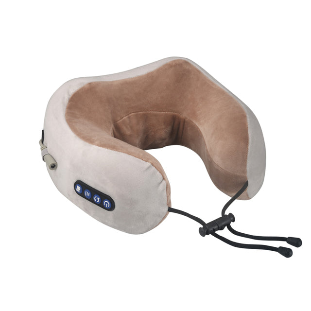 U-Shaped Shiatsu Neck Massager Pillow with Heat - Deep Tissue Kneading Massage, Rechargeable Portable Travel Pillow with Auto-Shutoff
