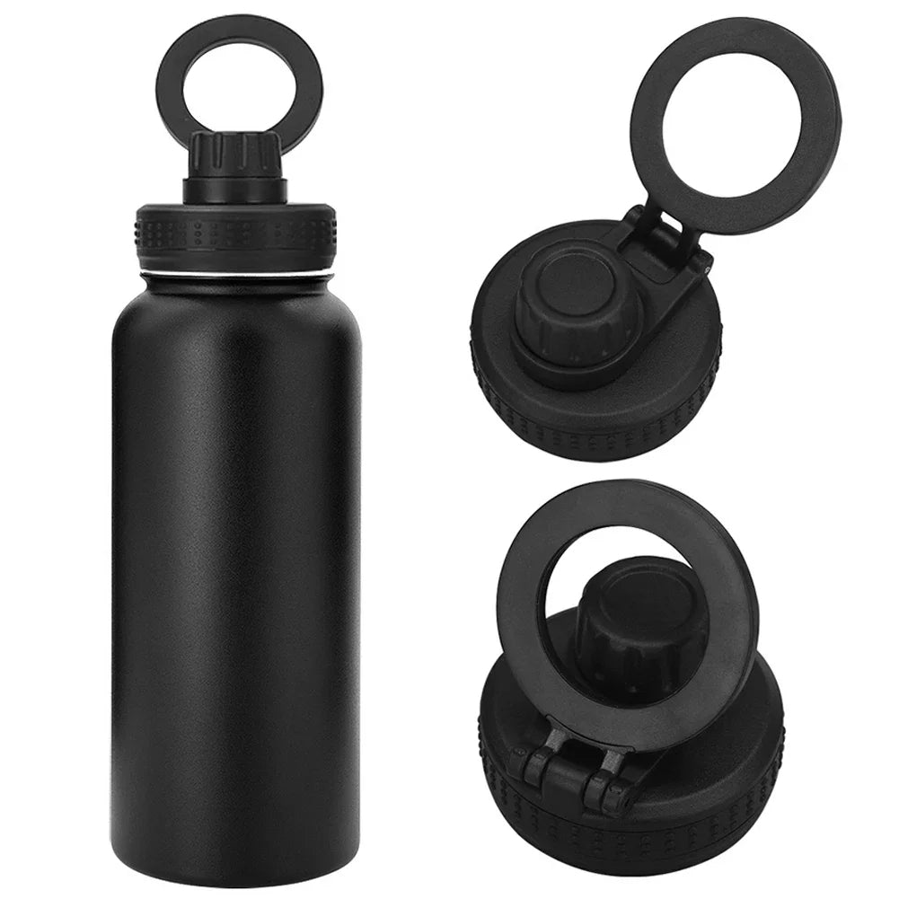 Insulated Stainless Steel Water Bottle with MagSafe Compatible Phone Mount - 1L All-in-One Hydration and Hands-Free Solution