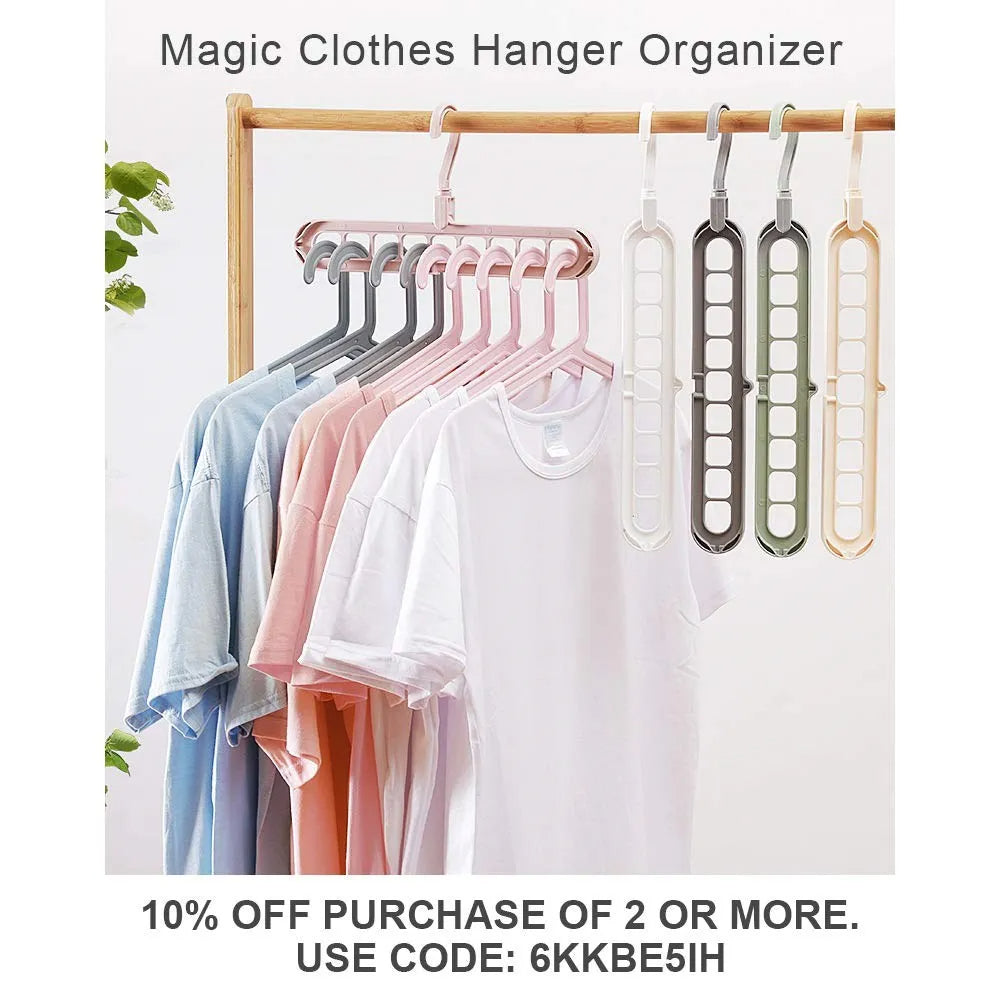 9 in 1 Magic Space Saving Hanger 360 Degree Rotating Cascading Closet Organizer Black