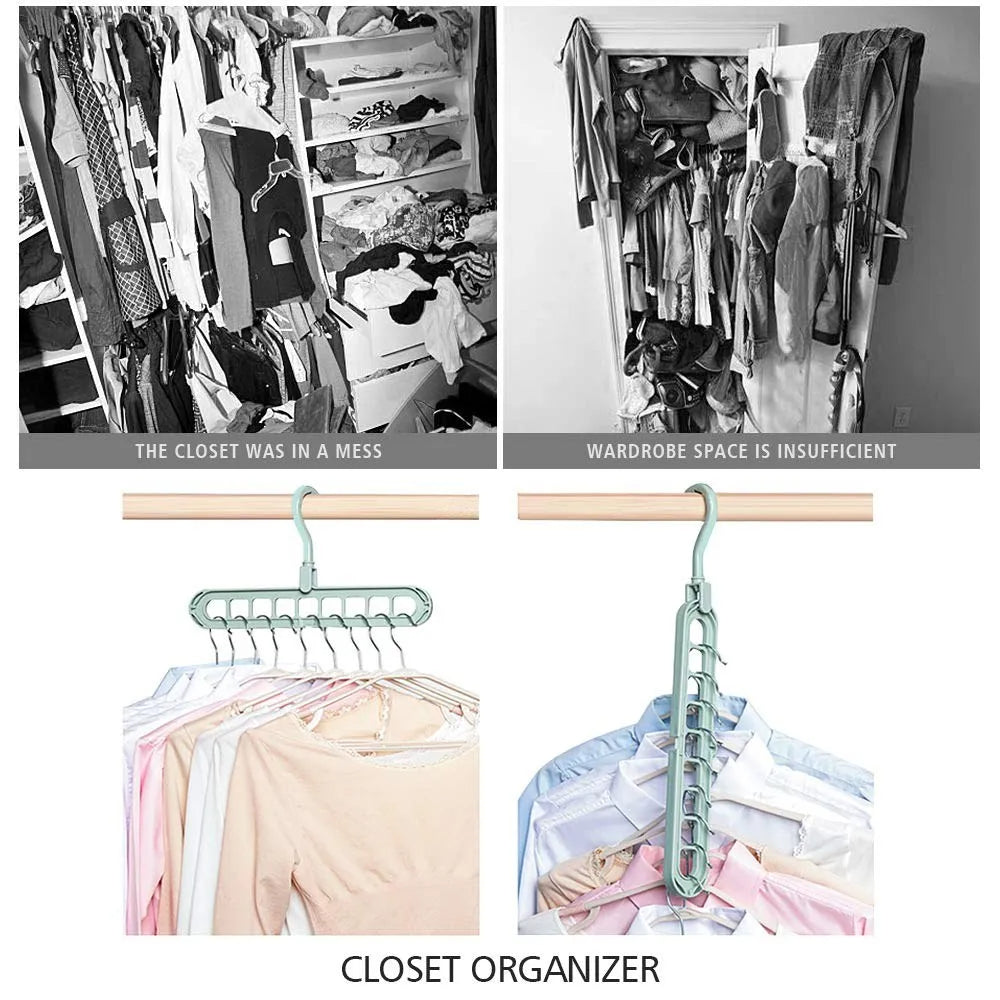 9 in 1 Magic Space Saving Hanger 360 Degree Rotating Cascading Closet Organizer Pink