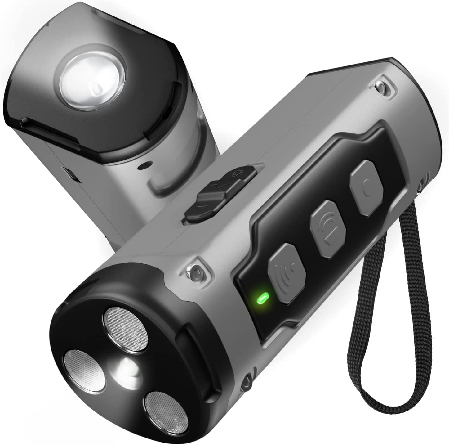 Hundeafviser ultralyds hundetræningsenhed - Anti-gøen afskrækkende med tredobbelt emitter, LED-lommelygte, genopladeligt batteri til sikker human adfærdskontrol indendørs udendørs brug