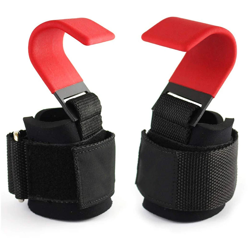 Ganci per Sollevamento Pesi Robusti con Cinghia da Polso Imbottita - Supporto Antiscivolo per Stacchi da Terra, Trazioni e Rematori