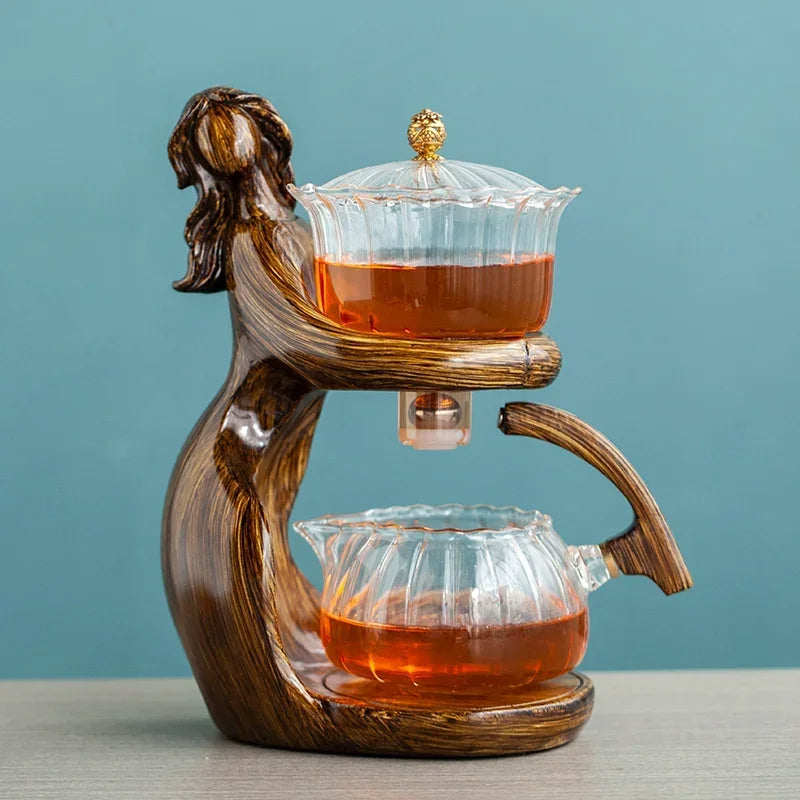 Teiera di Vetro Semi-Automatica con Infusore - Produttore di Tè Automatico per Tè in Fioritura e Tè in Foglie