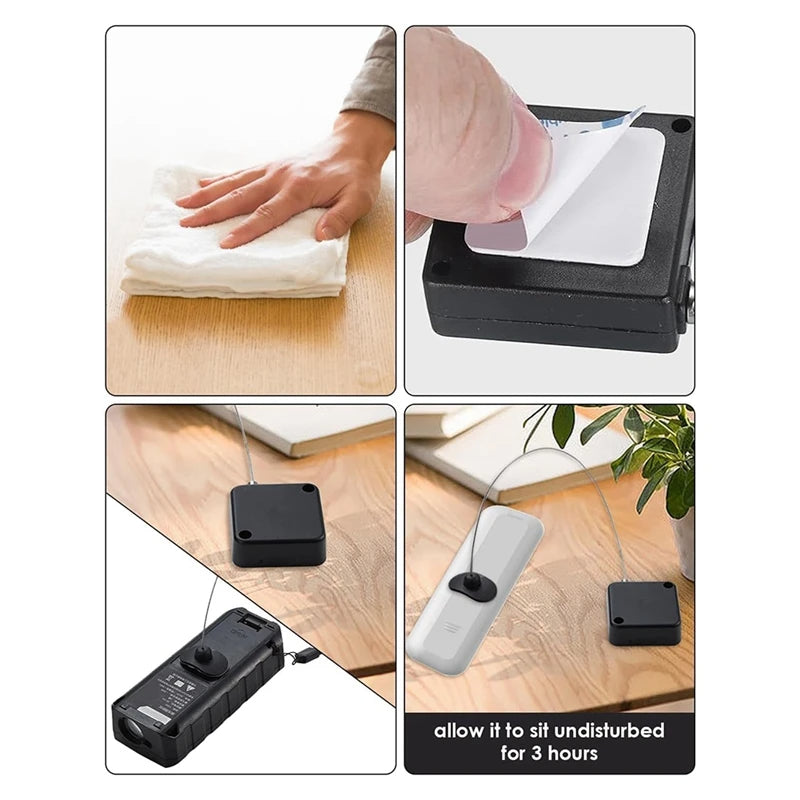 Kabellås til fjernbetjening ved sengekanten - 6,5 fod tilbagetrækkelig anti-tab sikkerhedstether til tv, gaming og AC-fjernbetjeninger (2-pack)