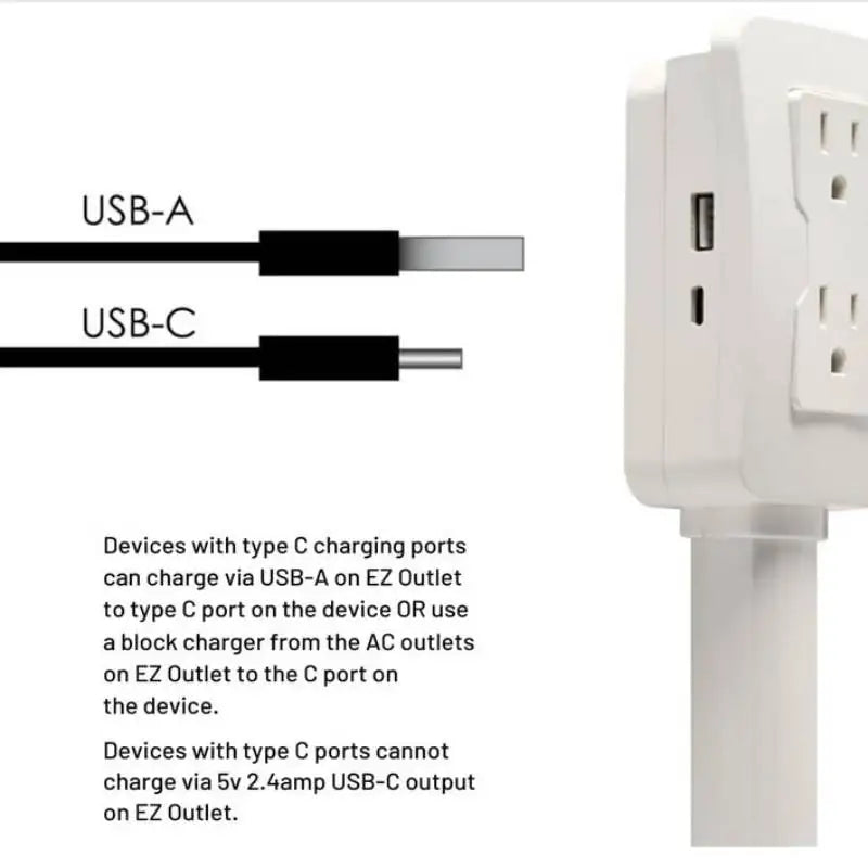 Adjustable Electrical Outlet Extender Power Socket Extension Cord for Behind Furniture Hard to Reach Areas